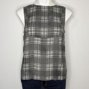 ✨3/$15 J Brand Bianca grey plaid silk blend tank M
